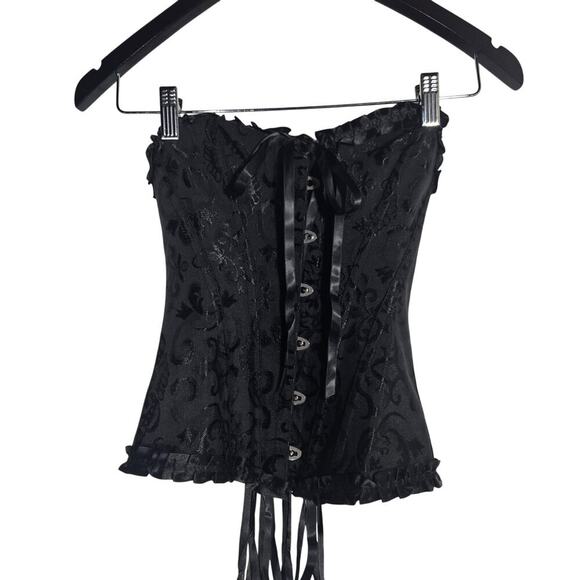 Lingerie Black Corset Tie Back Sweetheart Witchy Goth Whimsygoth Regency XS - Picture 1 of 6